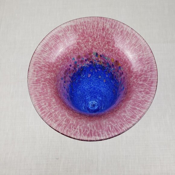 Robert Held Art Glass Iridescent Trumpet Vase 10" Purple Blue Rainbow Signed - Picture 3 of 5